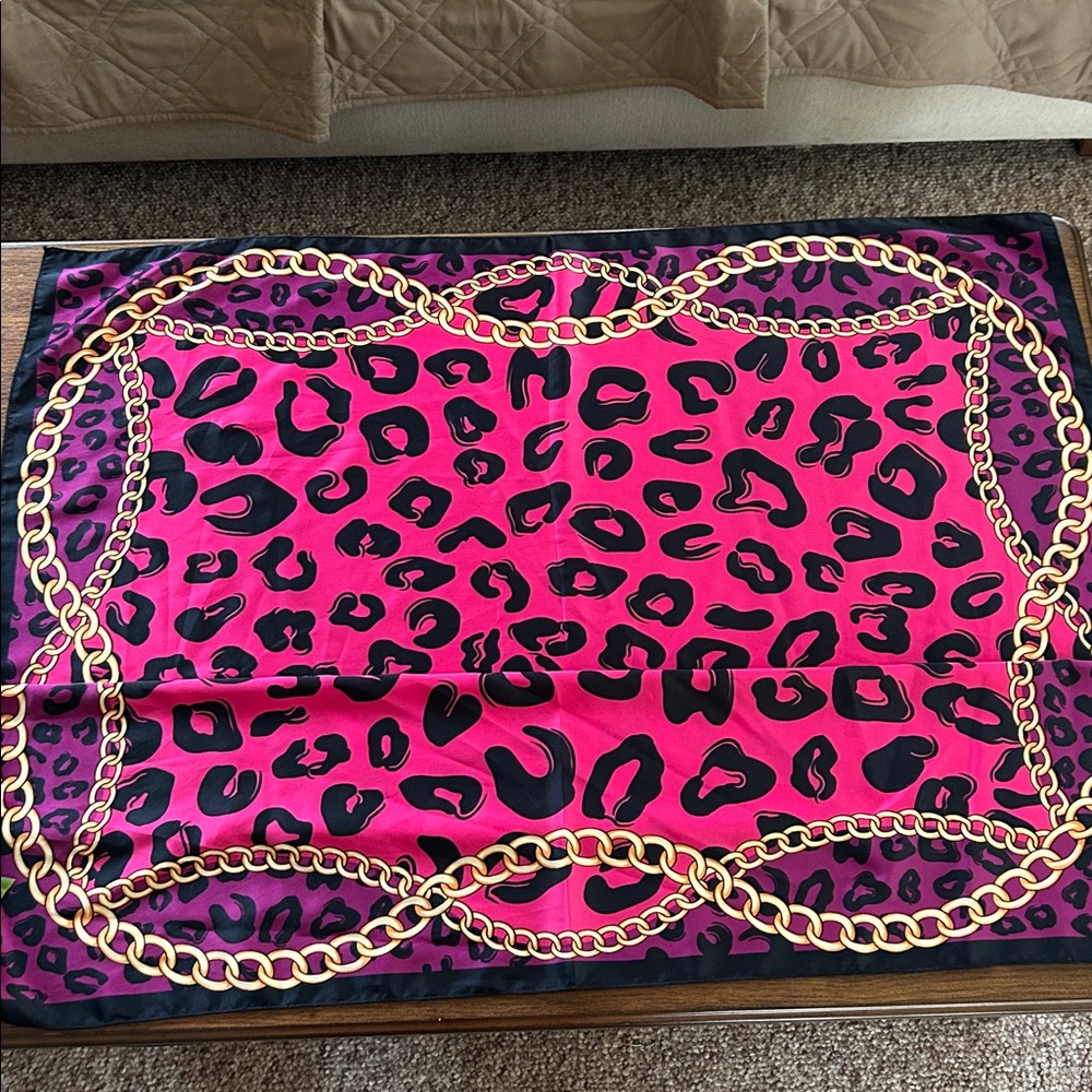 H&M Pink and Black Leopard Print Scarf - Picture 2 of 3